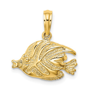 14K Polished Engraved Fish Charm - K7-AFAB11F1-1873