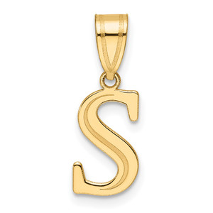 14k Polished Etched Letter S Initial Pendant - YC-173290EA-3963