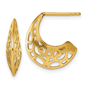14k Polished Fancy Cut Out Design Post J-Hoop Earrings - TF-A2226D6E-9534