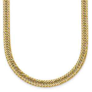14k Polished Fancy Hollow Curb Link 17 inch Necklace