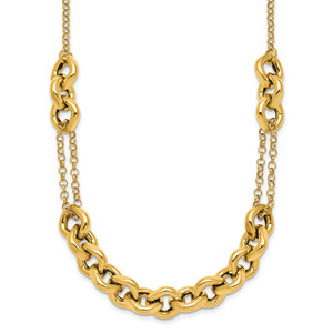 14k Polished Fancy Multi Link Chain 18 inch Necklace