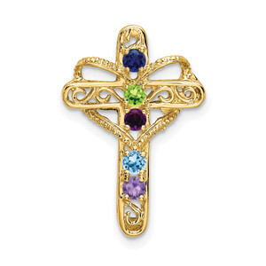 14k Polished Filigree 5-Stone Mothers Cross Pendant Mounting