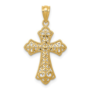 14k Polished Filigree Cross Pendant - K6-892ED617-6644