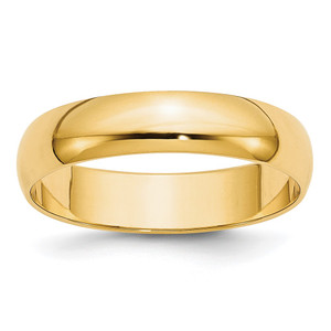 10k Yellow Gold 5mm Lightweight Half Round Wedding Band Size 11.5