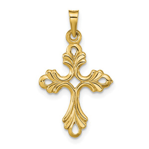 14k Polished Fleur De Lis Cross Pendant - XR-B943E4CD-2283