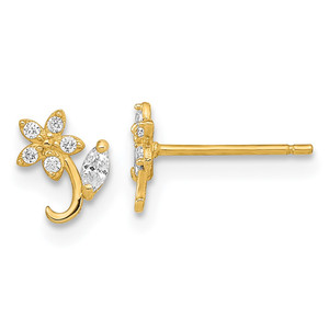 14K Polished Flower CZ Post Earrings - YE-4394DD82-5036