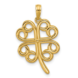 14K Polished Four Leaf Clover Pendant - D5-2D9547C3-6860