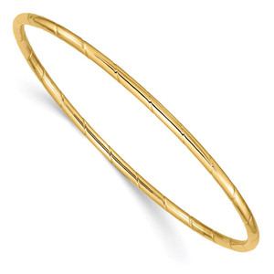 14k Polished Grooved 2.50mm Slip-on Round Bangle Bracelet
