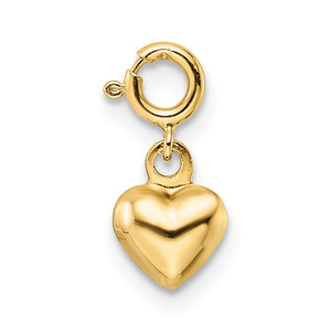 14K Polished Heart w/ Spring Ring Clasp Charm