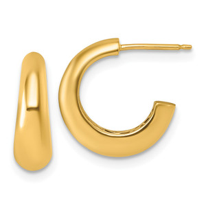 14K Polished Hollow C-Hoop Post Earrings