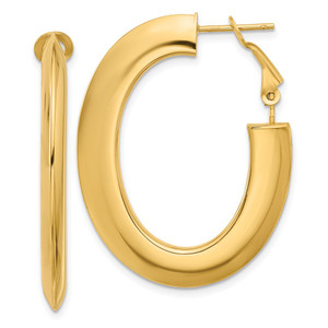 14K Polished Knife Edge Oval Hoop Omega Back Earrings - TF-0A7FCCF8-9196