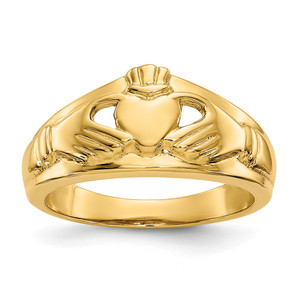 14k Polished Ladies Claddagh Ring - D1-ACF722FA-1161