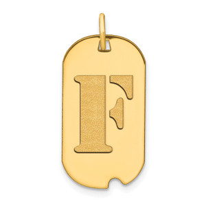 14k Polished Letter F Initial Dog Tag Pendant