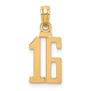 14k Polished Number 16 Pendant