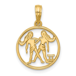 14K Polished Round Gemini Pendant