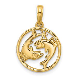 14K Polished Round Pisces Pendant