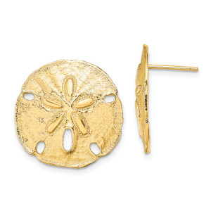 14K Polished Sand Dollar Post Earrings