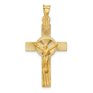 14k Polished Satin and D/C Crucifix Pendant - K5-E4740851-9041