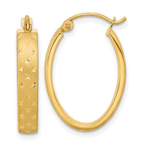 14k Polished Satin Diamond-cut Hoop Earrings - TF-DE4C190E-7978