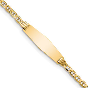 14k Polished Semi-Solid Chain/Solid Plate Anchor Link Soft Diamond Shape 25.5x7.8mm Plate 8 inch ID Bracelet