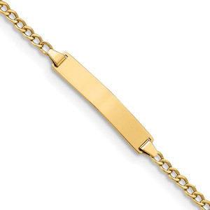 14k Polished Semi-Solid Chain/Solid Plate Cuban Link 23x4.3mm Plate 8 inch ID Bracelet
