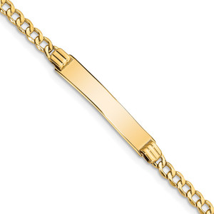 14k Polished Semi-Solid Chain/Solid Plate Cuban Link 25.5x5mm Plate 8 inch ID Bracelet