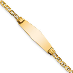 14k Polished Solid Chain/Solid Plate Anchor Link Soft Diamond Shape 24.5x7.5mm Plate 7 inch ID Bracelet - CG-4BB003A7-1404