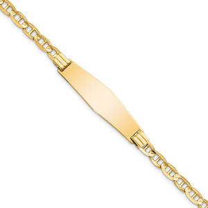 14k Polished Solid Chain/Solid Plate Anchor Link Soft Diamond Shape 33x9.8mm Plate 8 inch ID Bracelet - LI-99B0B085-8898