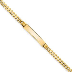 14k Polished Solid Chain/Solid Plate Curb Link 24.5x5mm Plate 7 inch ID Bracelet