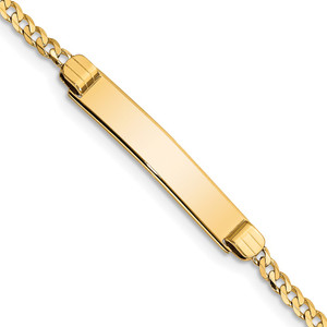 14k Polished Solid Chain/Solid Plate Curb Link 26x5mm Plate 6 inch Baby/Child ID Bracelet