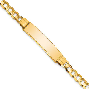 14k Polished Solid Chain/Solid Plate Curb Link 37x9mm Plate 7 inch ID Bracelet - LI-BEEF0B3E-9258