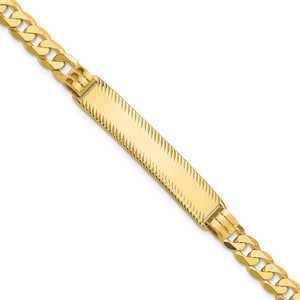 14k Polished Solid Chain/Solid Plate Curb Link Diamond-cut 40x8mm Plate 7 inch ID Bracelet - LI-5BDED00A-8285