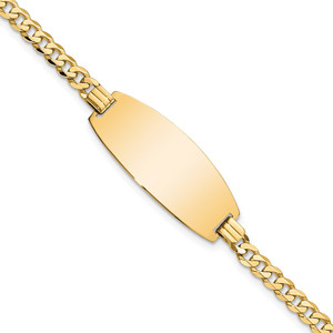 14k Polished Solid Chain/Solid Plate Curb Link Oval 27x11.5mm Plate 8 inch ID Bracelet