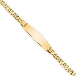 14k Polished Solid Chain/Solid Plate Curb Link Soft Diamond Shape 33x10mm Plate 7 inch ID Bracelet - LI-14C6F59D-3120