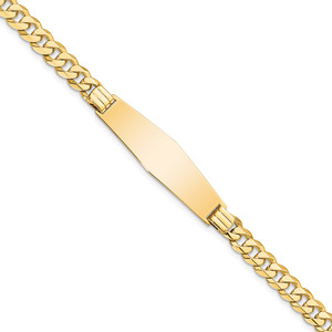 14k Polished Solid Chain/Solid Plate Curb Link Soft Diamond Shape 33x10mm Plate 7 inch ID Bracelet - LI-ABBDD7D9-4434