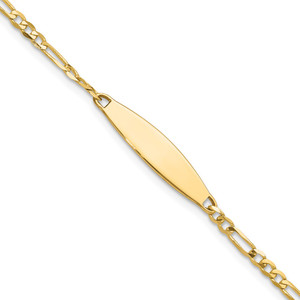 14k Polished Solid Chain/Solid Plate Figaro Link 24.6x5.5mm Plate 7 inch ID Bracelet