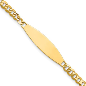14k Polished Solid Chain/Solid Plate Flat Curb Link 29.5x8mm Plate 7 inch ID Bracelet