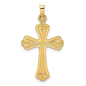 14k Polished Solid Fancy Design Cross Pendant - XR-991BD0B7-8305