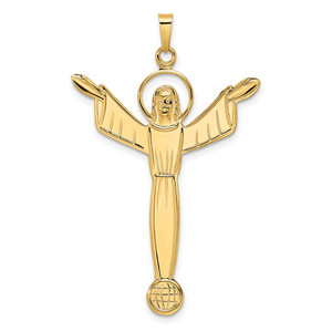 14k Polished Solid Risen Christ Pendant - XR-B107B672-3878
