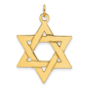 14k Polished Solid Star of David Pendant - XR-6E6C48D7-8185