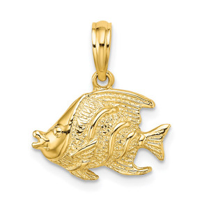 14K Polished Textured Fish Charm