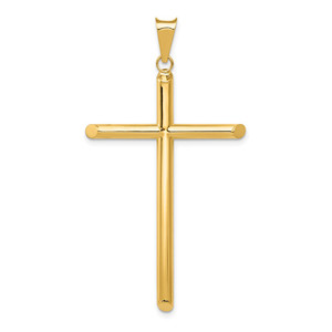 14k Polished Tube Cross Pendant - K6-86494E1D-4841
