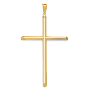 14k Polished Tube Cross Pendant - K6-E571FB70-3202