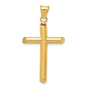 14k Polished Tube Cross Pendant - K6-FC2AF82B-3627