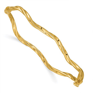 14k Polished Twisted 3.00mm Hinged Oval Bangle Bracelet - DB-4E019964-3831