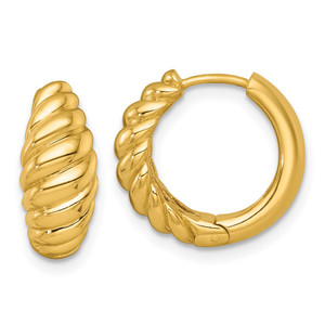14k Polished Twisted Tapered Hinged Hoop Earrings