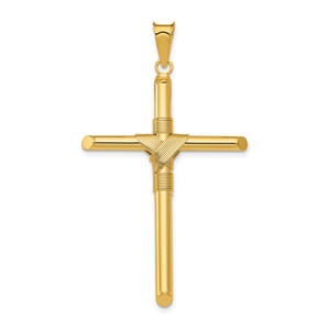 14K Polished w/Center Wrap Tube Cross Pendant - K6-FAFACD0C-9646