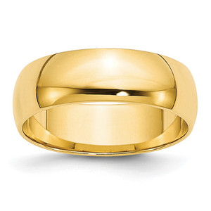 10k Yellow Gold 6mm Lightweight Half Round Wedding Band Size 11.5