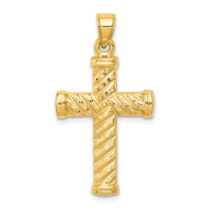 14k Reversible Diamond-cut Cross Pendant - K3-7D6EA6BA-4328
