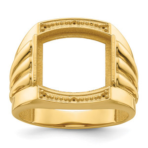 14k Ridged-Sides Mens Diamond and Onyx Ring Mounting